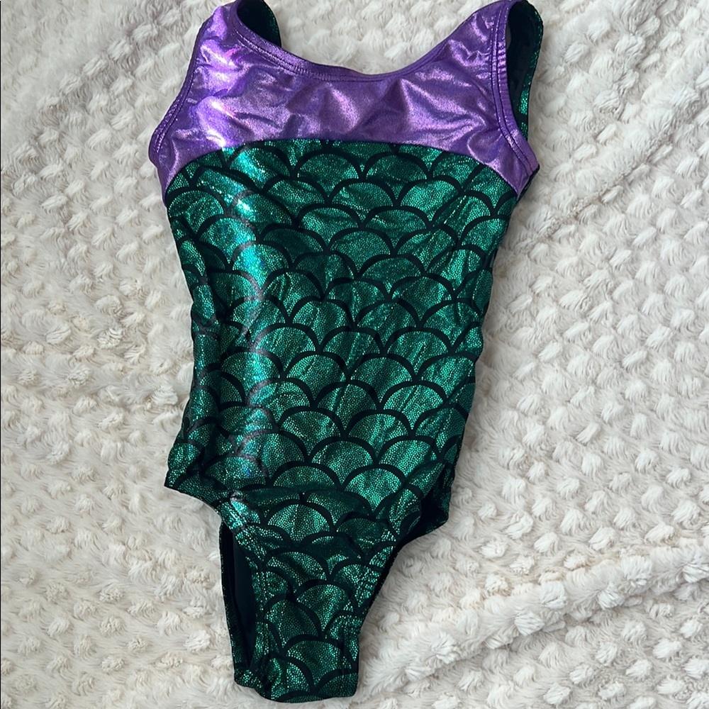 Girls Mermaid Gymnastics Leotard - Green and Purple